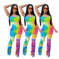 2020 summer  hot sale women's new tie-dye sling hip  pile jumpsuit outfits
